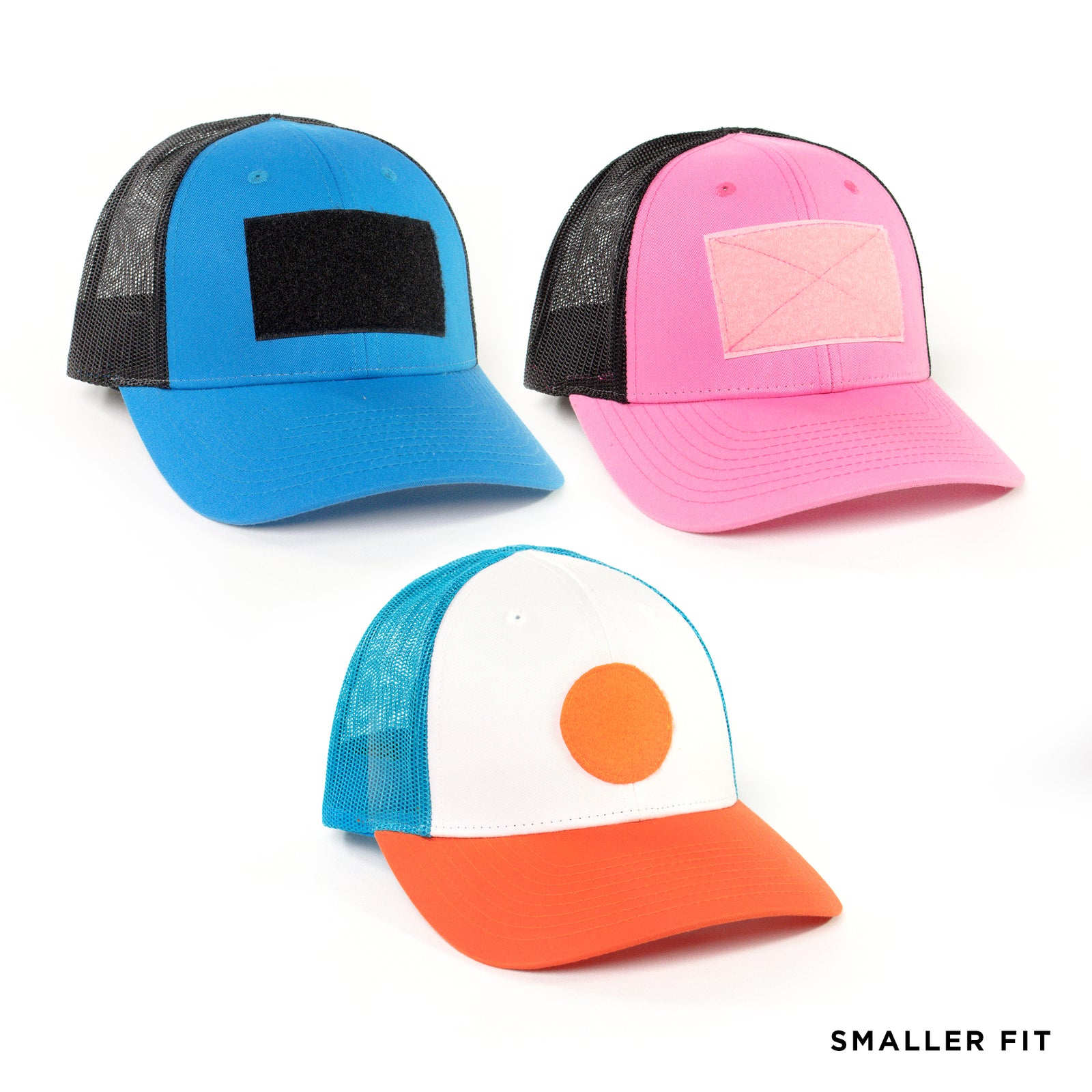 SMALLER FIT Solid Color Hats / Snap back - Custom patch panel - low profile hats
