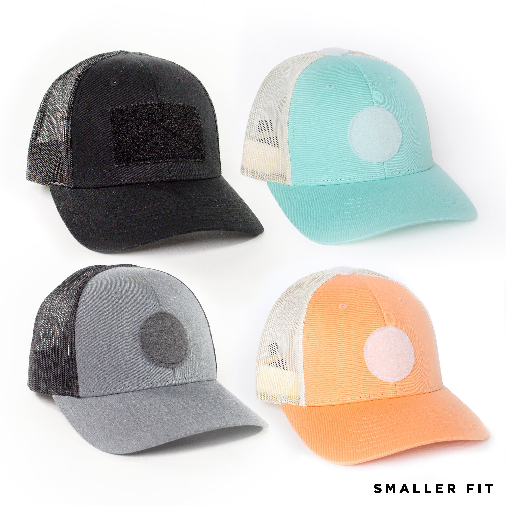 SMALLER FIT Solid Color Hats / Snap back - Custom patch panel - low profile hats