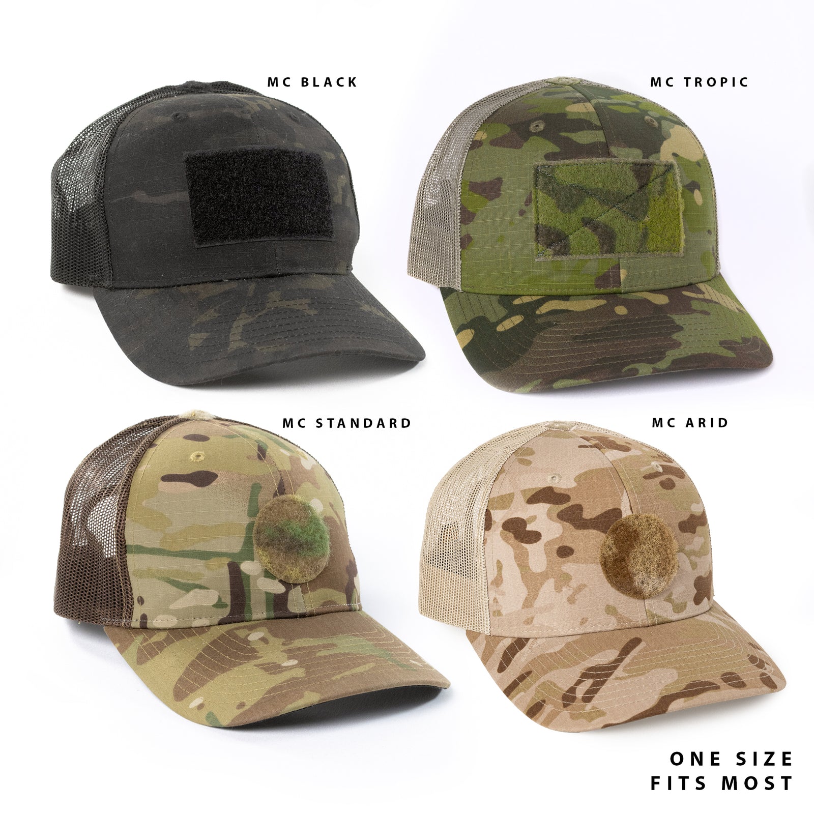 OSFM Multicam Camouflage Hats / Snap back - Custom patch panel - low profile hats
