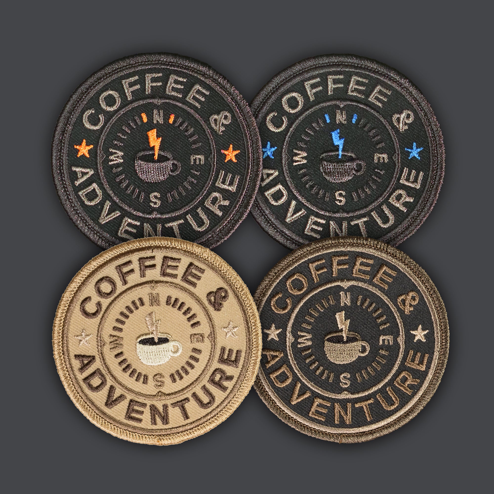 Coffee & Adventure Patches 4 Color options