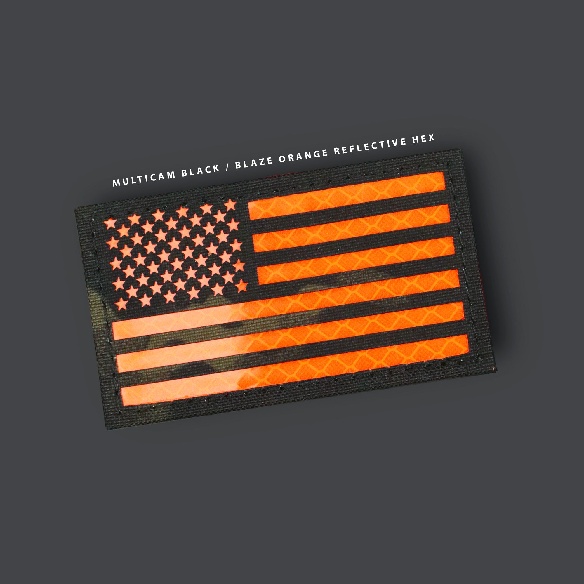 American Flag Patch - Multicam BLK / Blaze Orange hex reflective