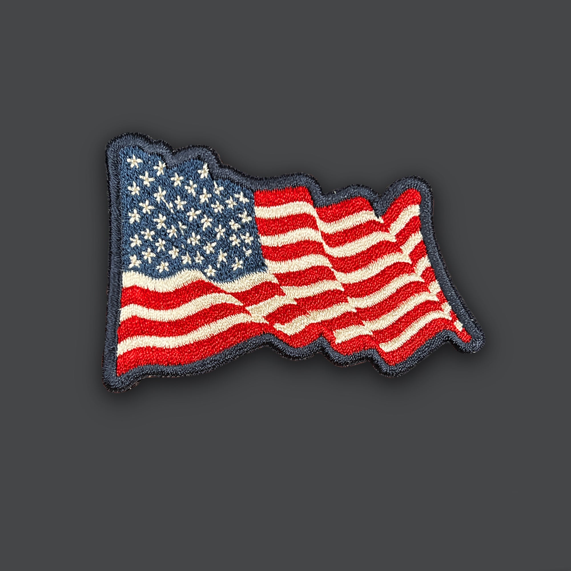 Waving American Flag Black Border Patch, U.S. Flag Patches