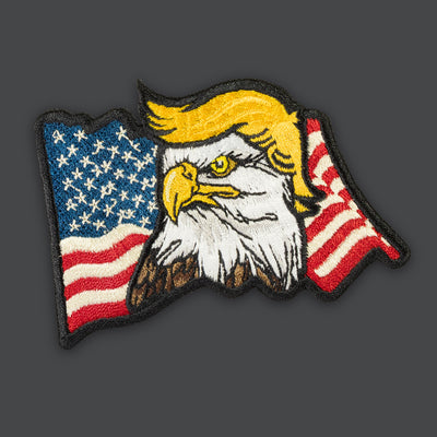 Waving American Flag with TRUMP Eagle Morale Patch