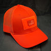 Orange Hat with custom patch panel - snap back - low profile ball cap