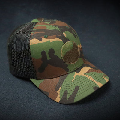 Woodland M81 & Desert Chocolate Chip Camo Snap back - Custom patch panel - low profile hats